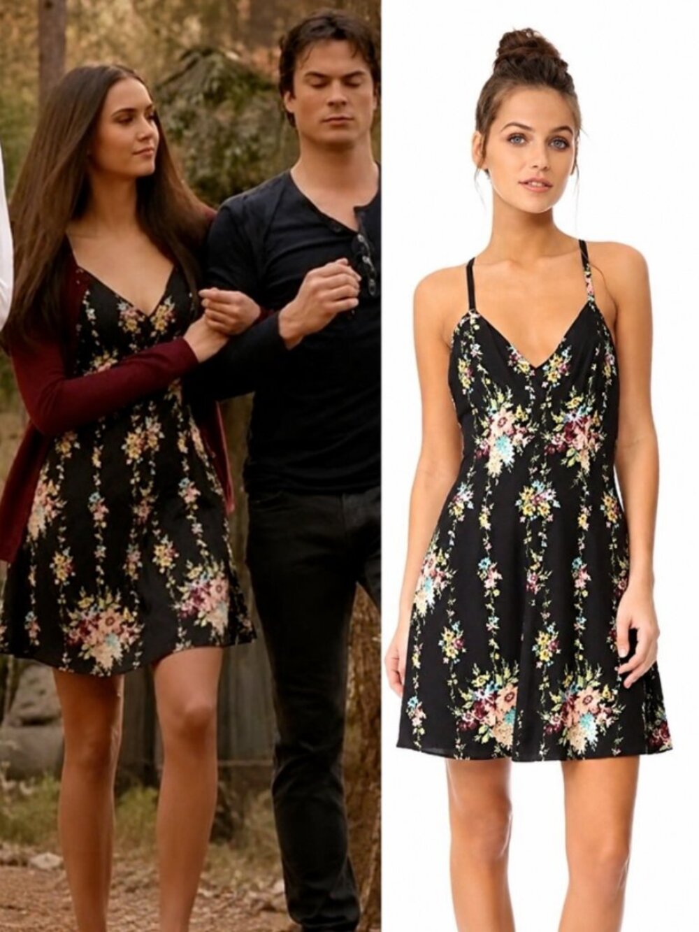 ALICE + OLIVIA Alves Dress Black Floral Mini 6 ASO Elena Gilbert Vampire Diaries